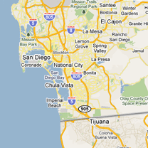 Map of San Diego to Tijuana